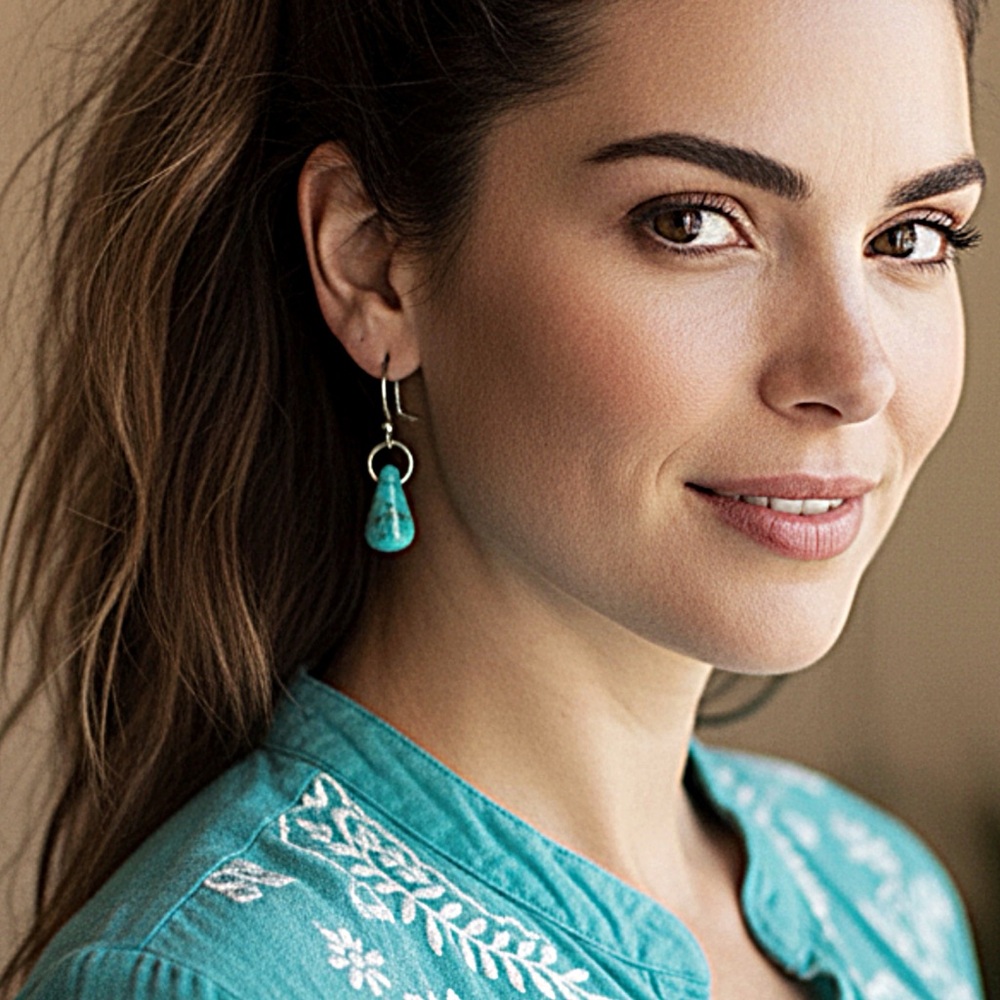 5 For $25💫Santa Fe Boho Turquoise Teardrop Dangles Earrings